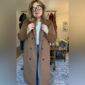 Elegant Brown Double-Breasted Women's Coat - Ulla Popken size 16/18